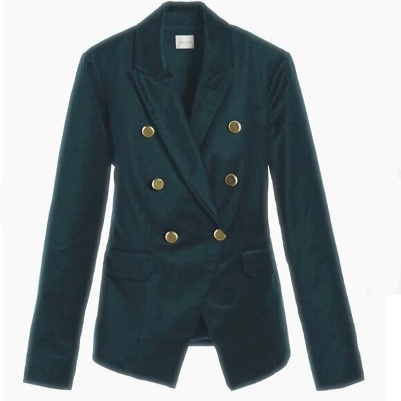 Chico’s Velveteen Blazer in Swiss Pine Green Velvet Burnout Size Medium - Picture 1 of 10